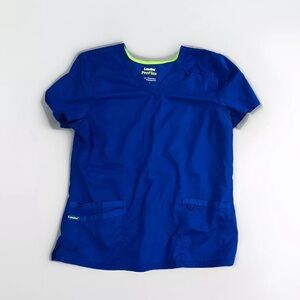 Landau ProFlex Blue Womens Scrub Top Shirt Wrinkle & Fade Resistant Size Large
